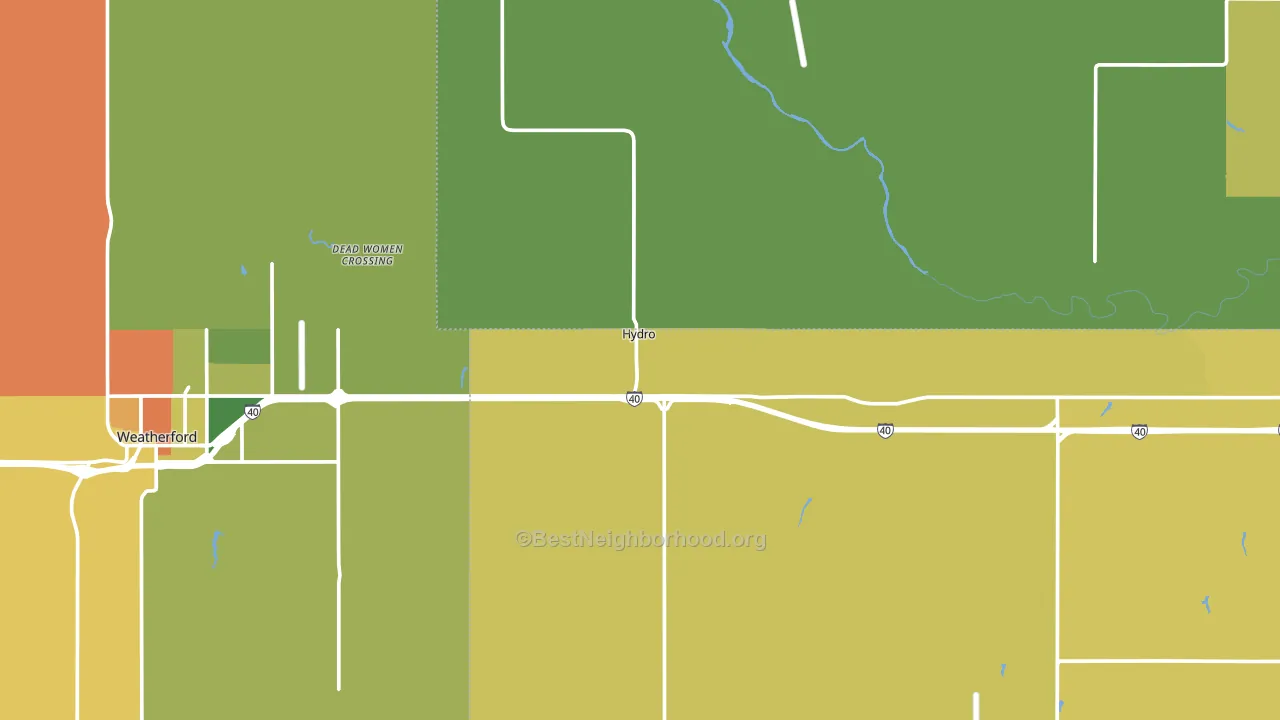 Hydro, OK block-group voter-turnout map