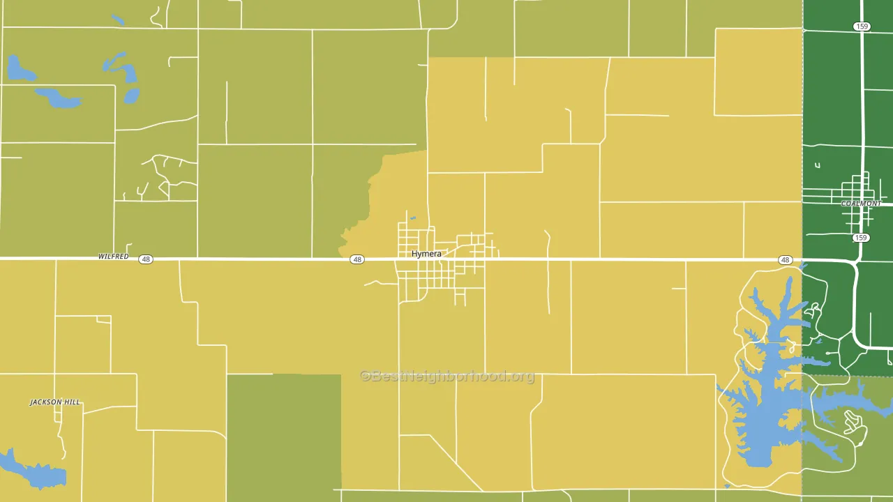 Hymera, IN block-group voter-turnout map