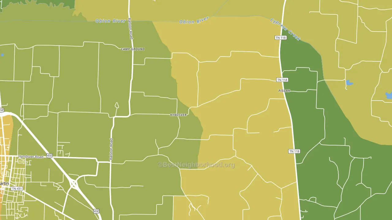 Hyndsver, TN block-group voter-turnout map