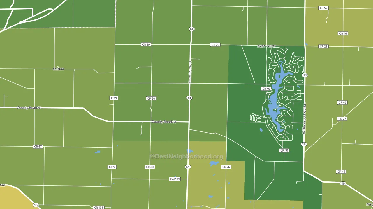 Iberia, OH block-group voter-turnout map