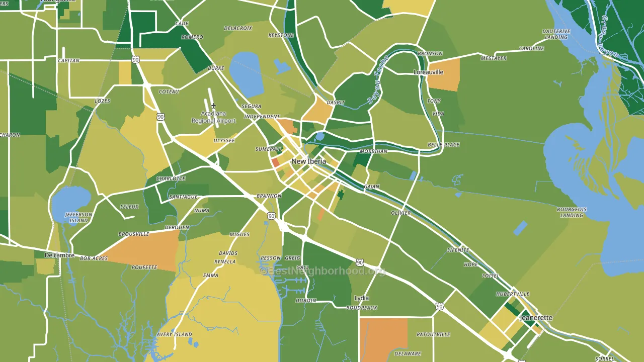 Iberia Parish, LA block-group voter-turnout map