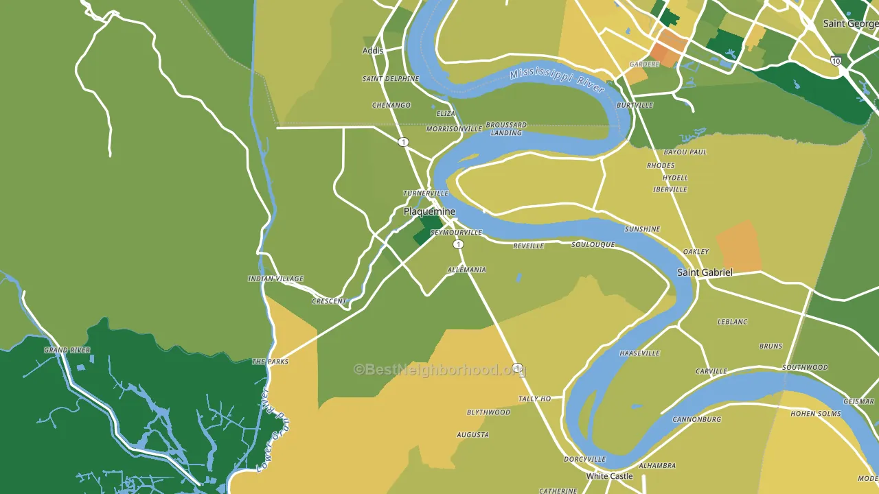 Iberville Parish, LA block-group voter-turnout map