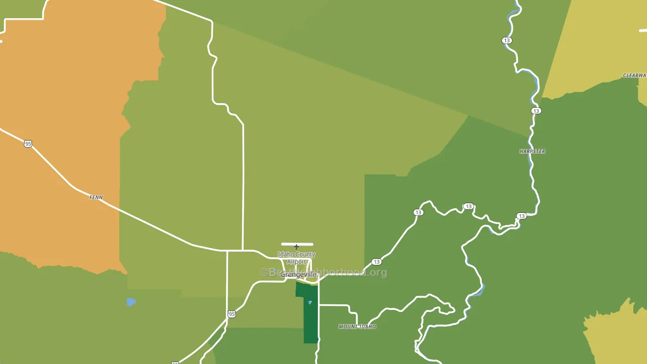 Idaho County, ID block-group voter-turnout map