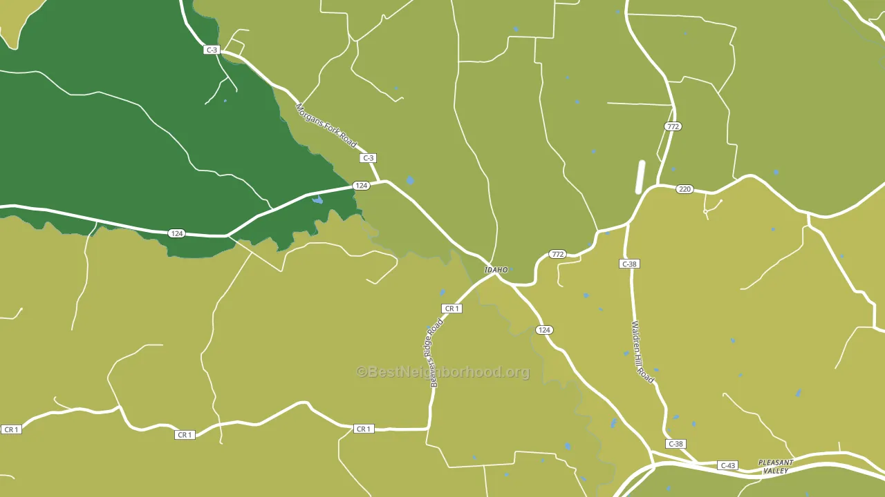 Idaho, OH block-group voter-turnout map