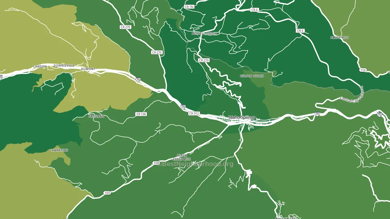 Idaho Springs, CO block-group voter-turnout map