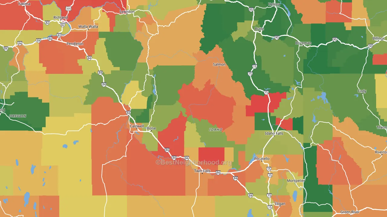 Idaho block-group voter-turnout map