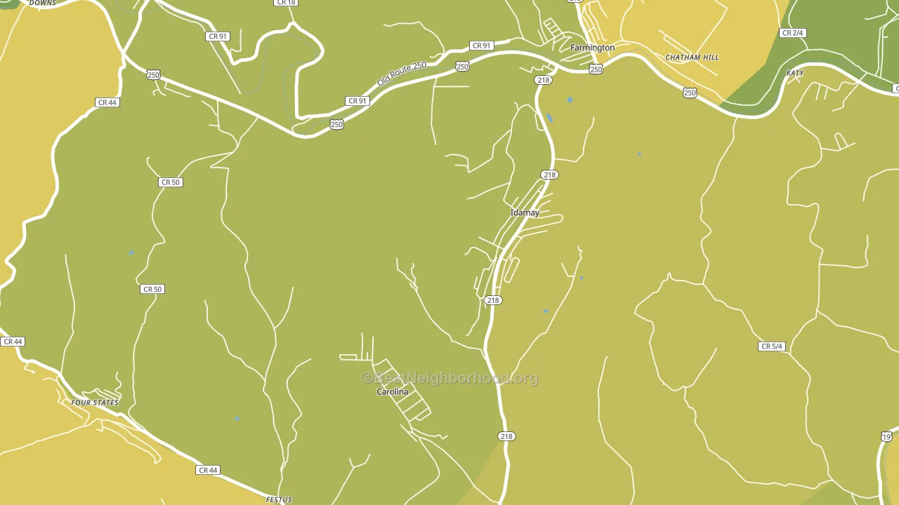 Idamay, WV block-group voter-turnout map