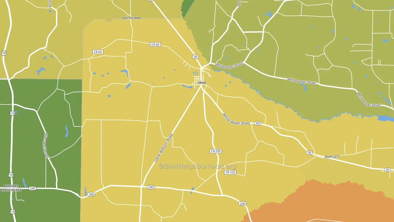 Ideal, GA block-group voter-turnout map