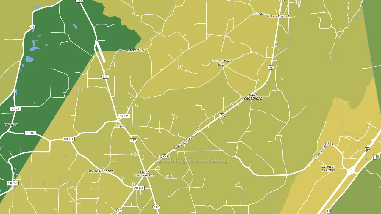 Ider, AL block-group voter-turnout map