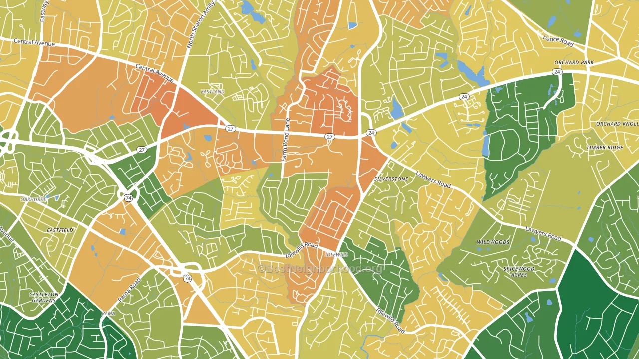 Idlewild Farms, Charlotte, NC block-group voter-turnout map
