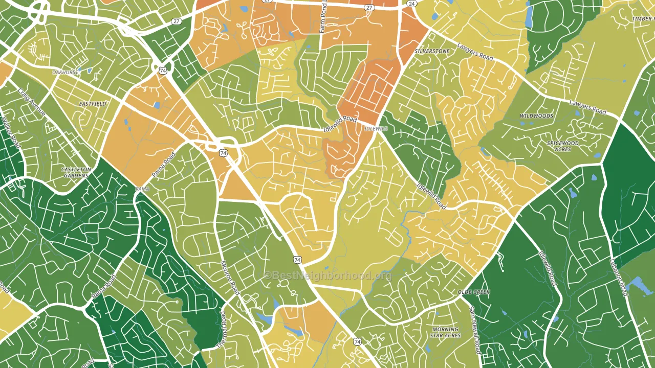 Idlewild South, Charlotte, NC block-group voter-turnout map