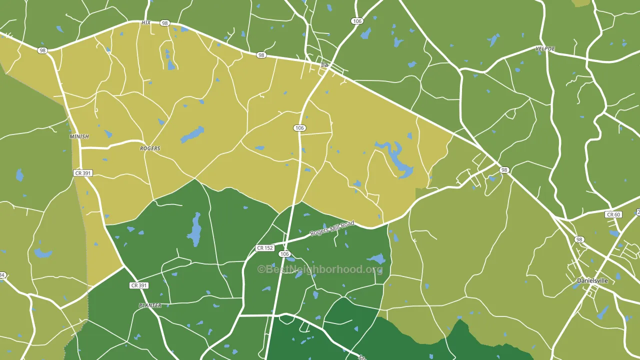 Ila, GA block-group voter-turnout map