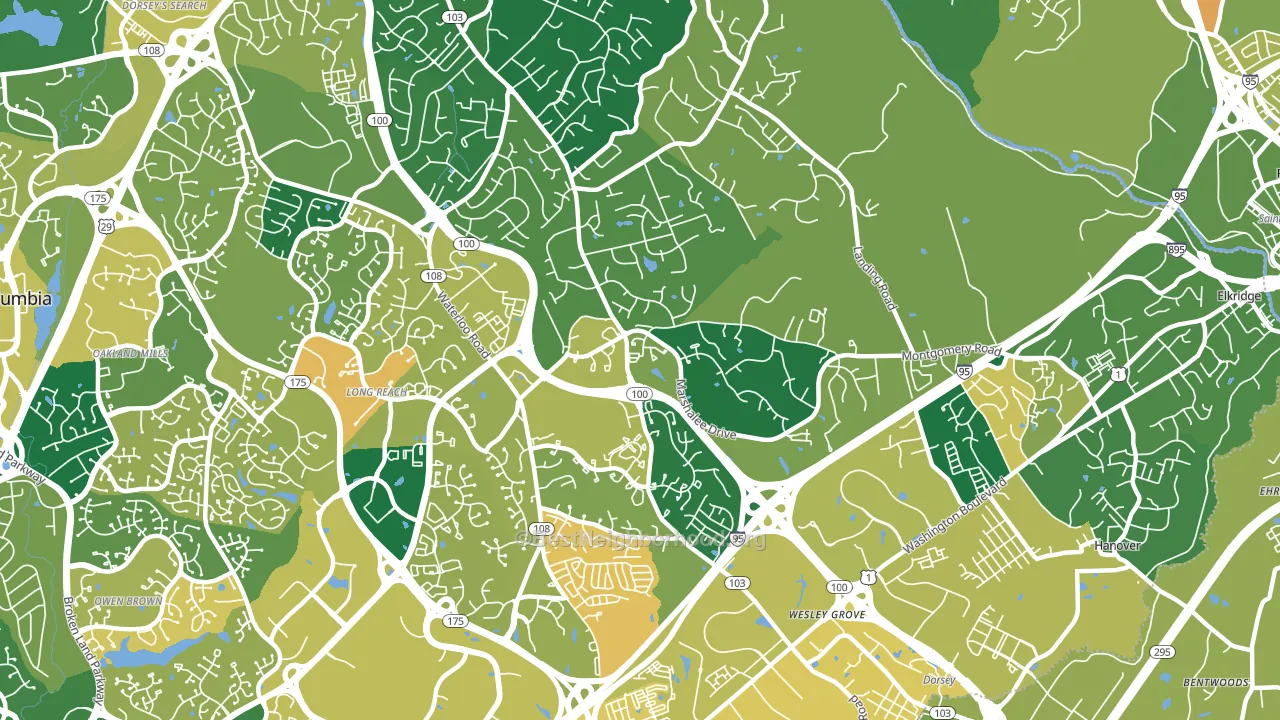Ilchester, MD block-group voter-turnout map