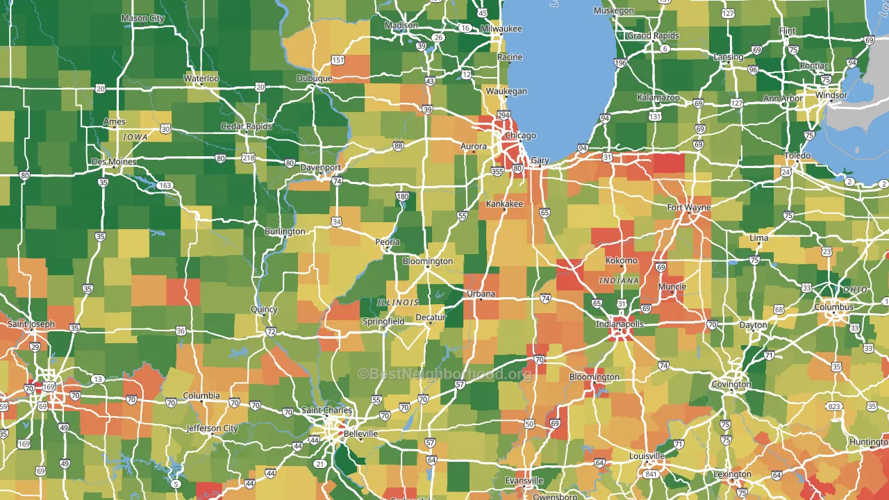 Illinois block-group voter-turnout map