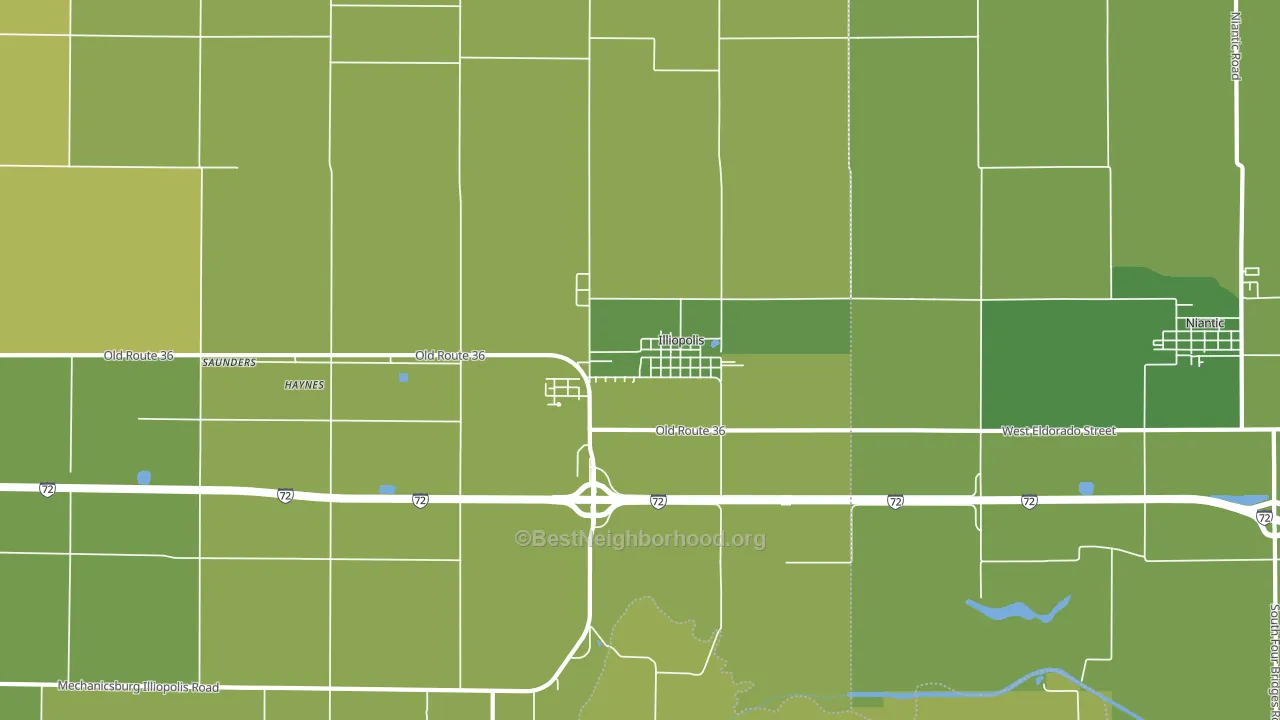 Illiopolis, IL block-group voter-turnout map