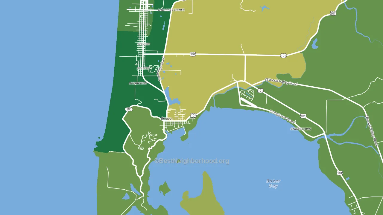 Ilwaco, WA block-group voter-turnout map