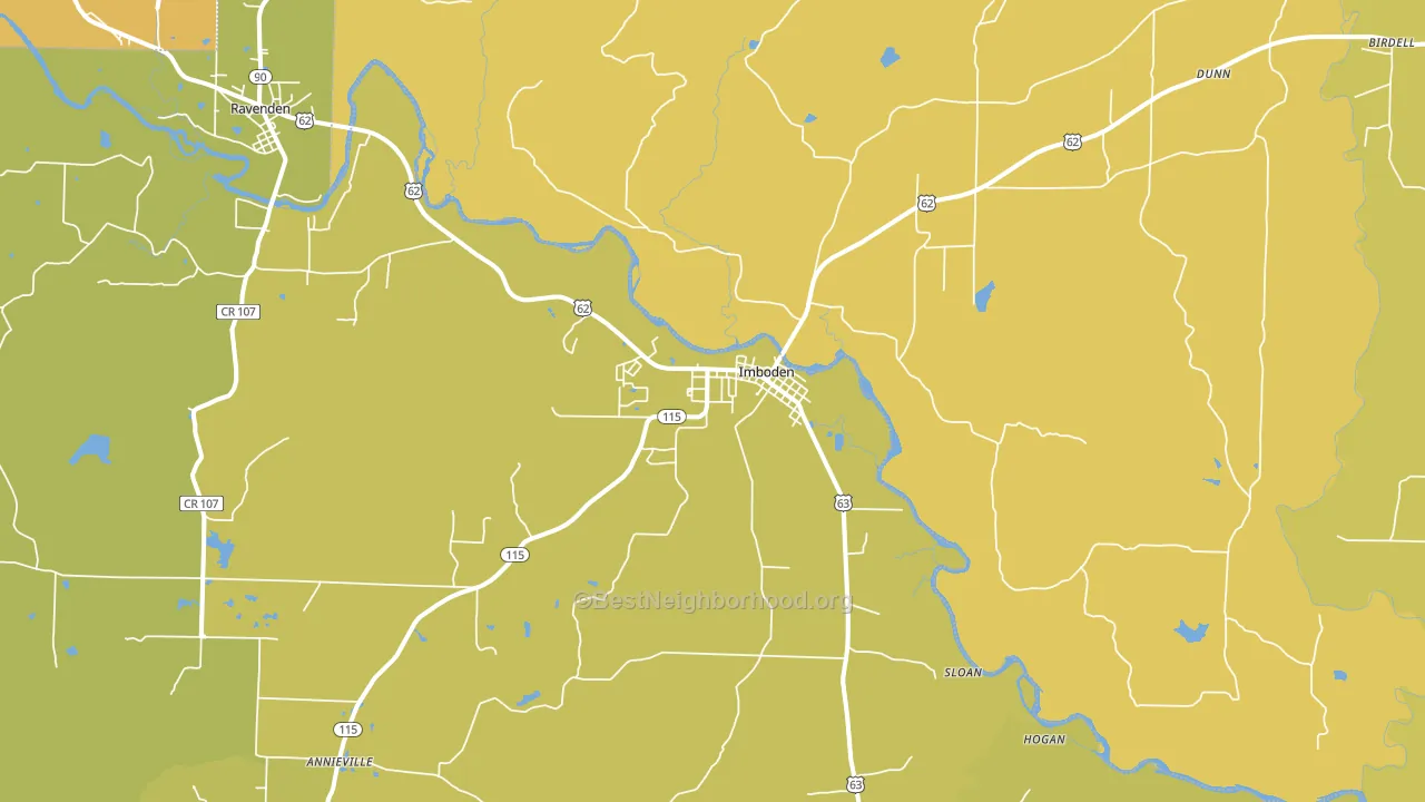 Imboden, AR block-group voter-turnout map