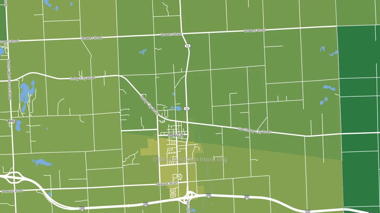 Imlay City, MI block-group voter-turnout map