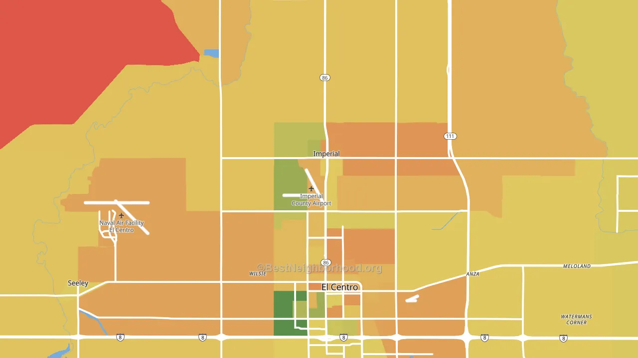Imperial, CA block-group voter-turnout map