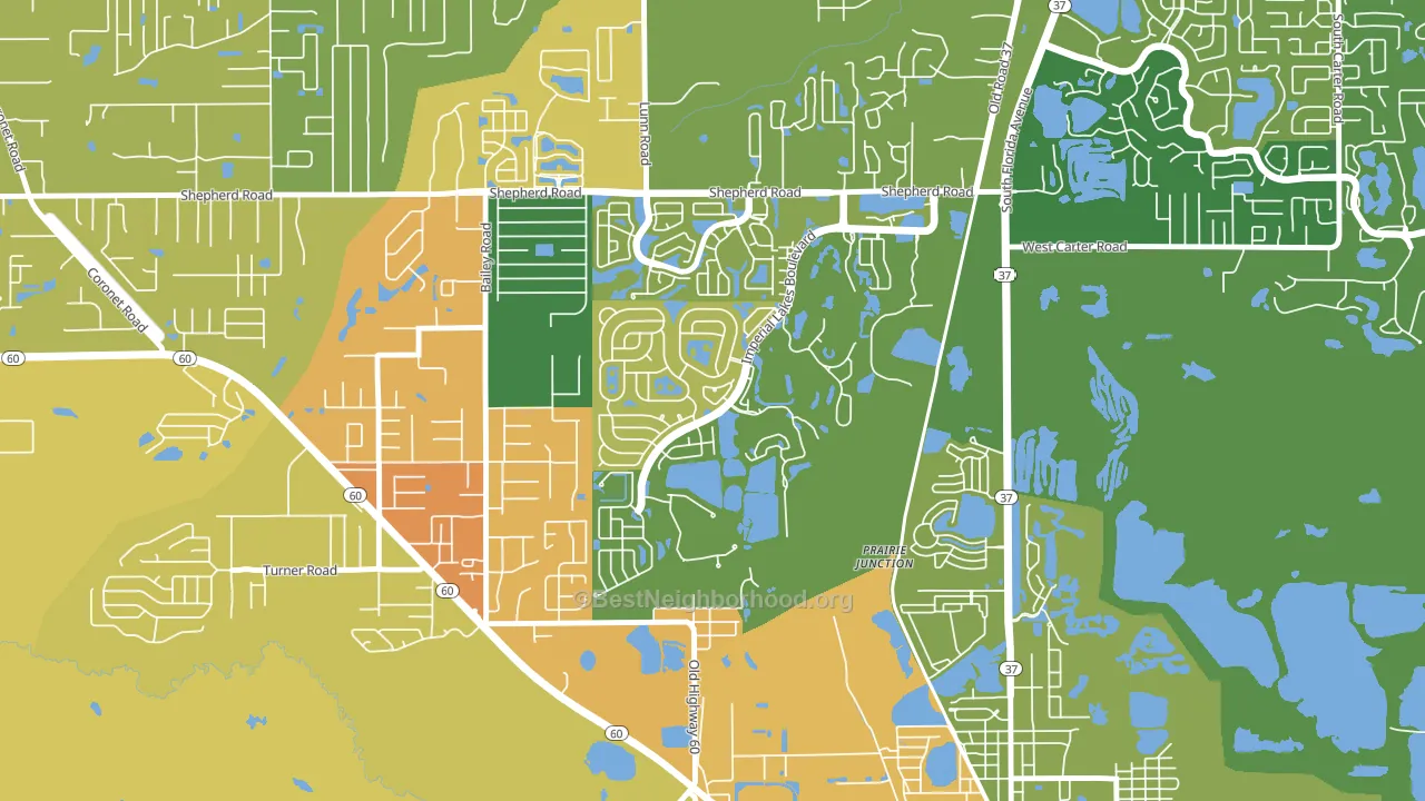 Imperial Lakes, Fuller Heights, FL block-group voter-turnout map