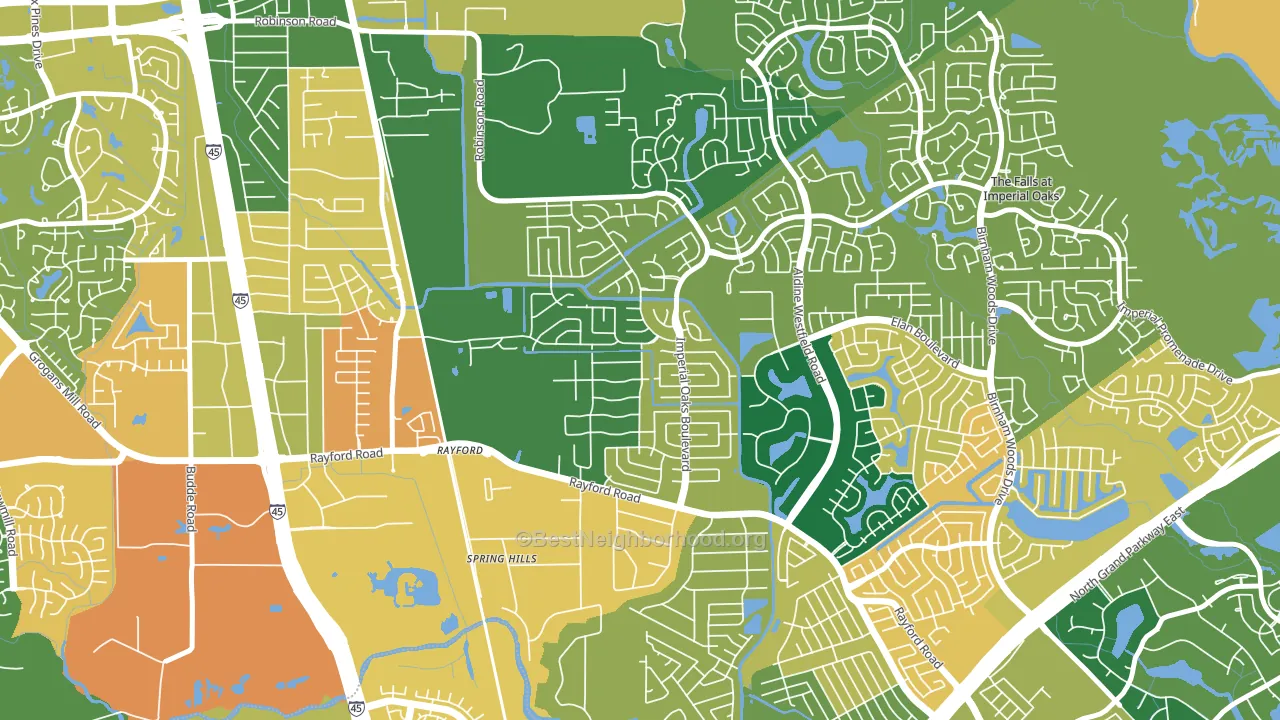 Imperial Oaks, Spring, TX block-group voter-turnout map