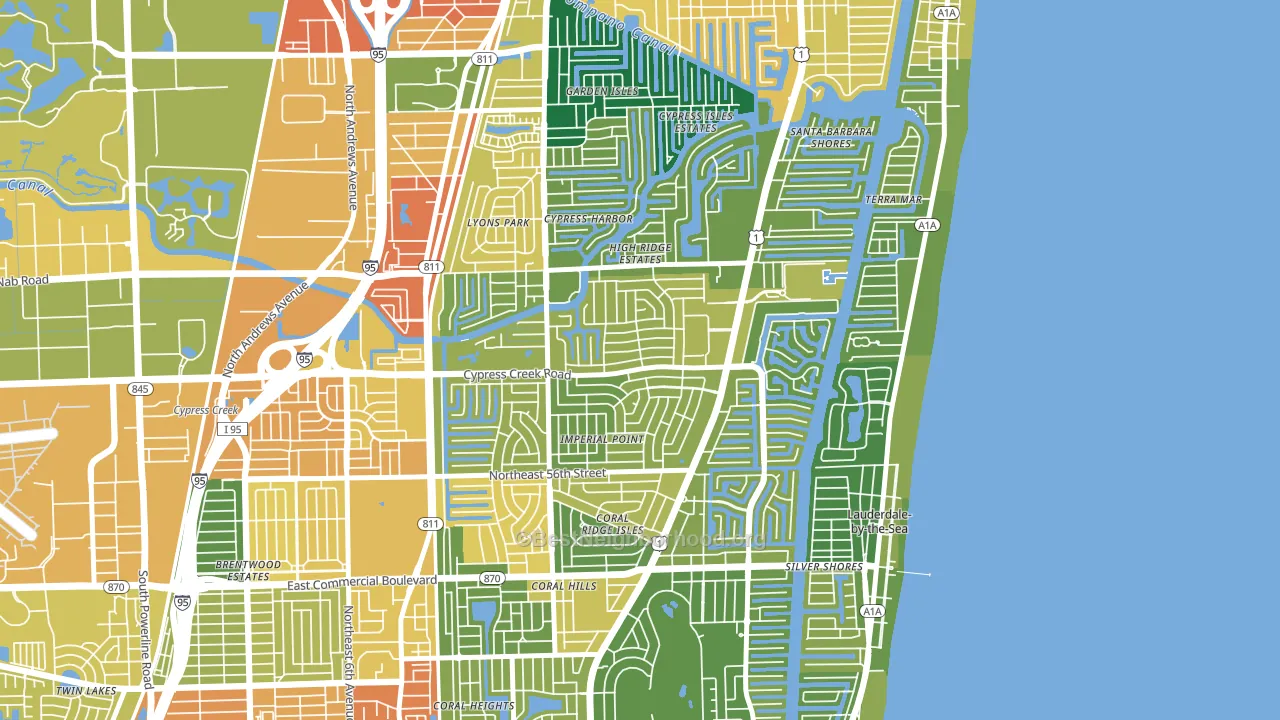Imperial Point, Fort Lauderdale, FL block-group voter-turnout map