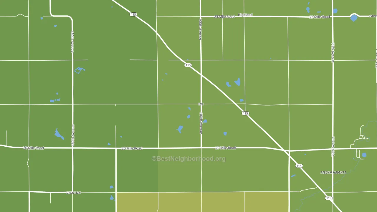 Ina, MI block-group voter-turnout map