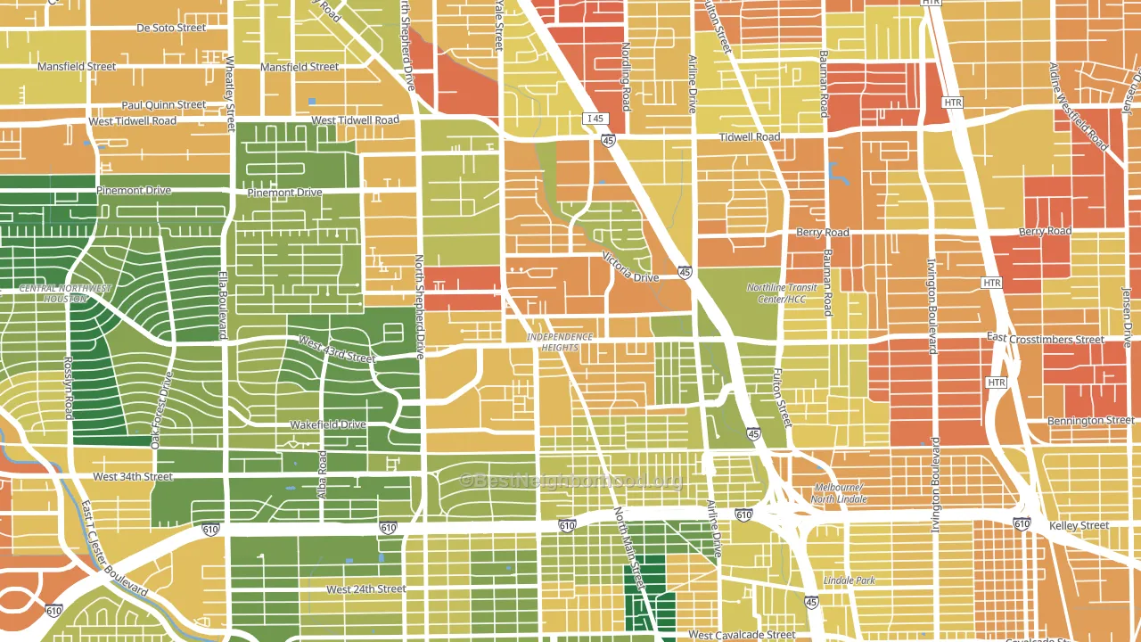Independence Heights, Houston, TX block-group voter-turnout map