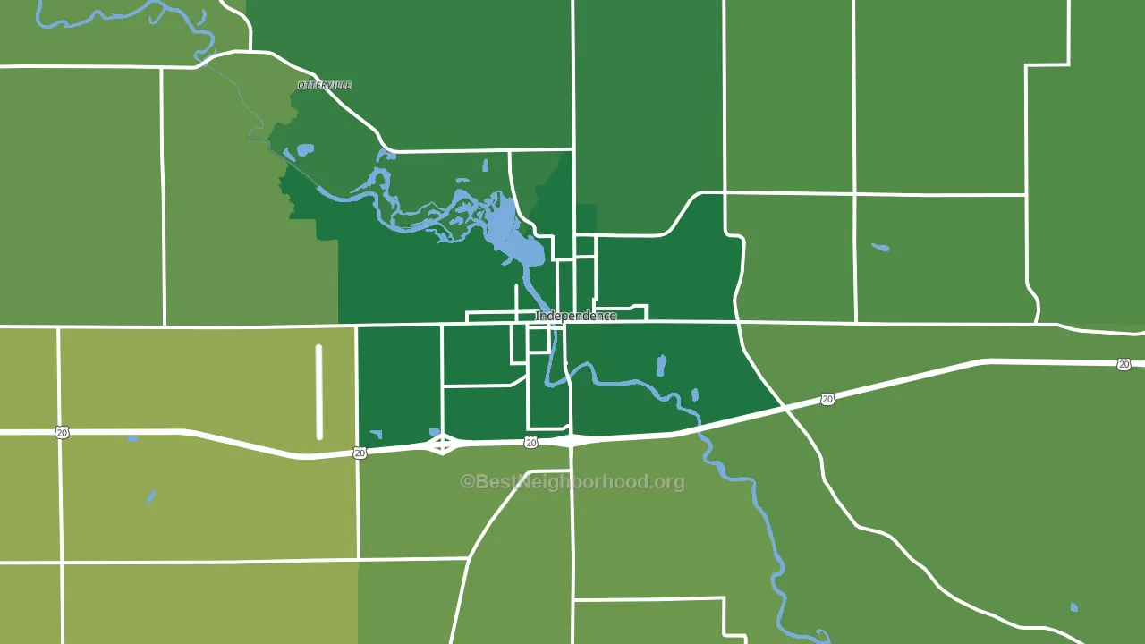 Independence, IA block-group voter-turnout map