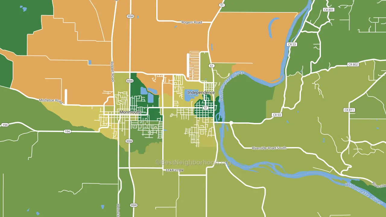 Independence, OR block-group voter-turnout map