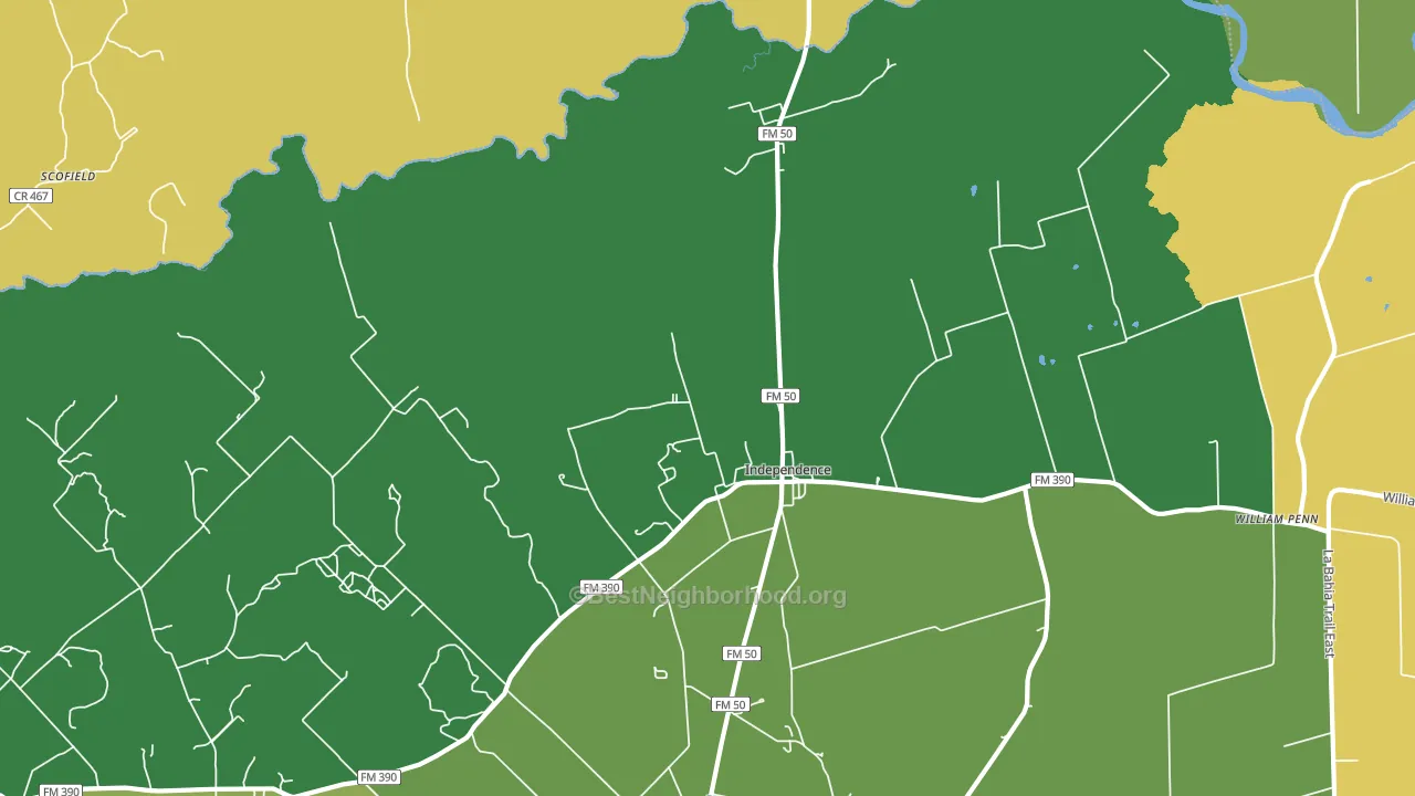 Independence, TX block-group voter-turnout map