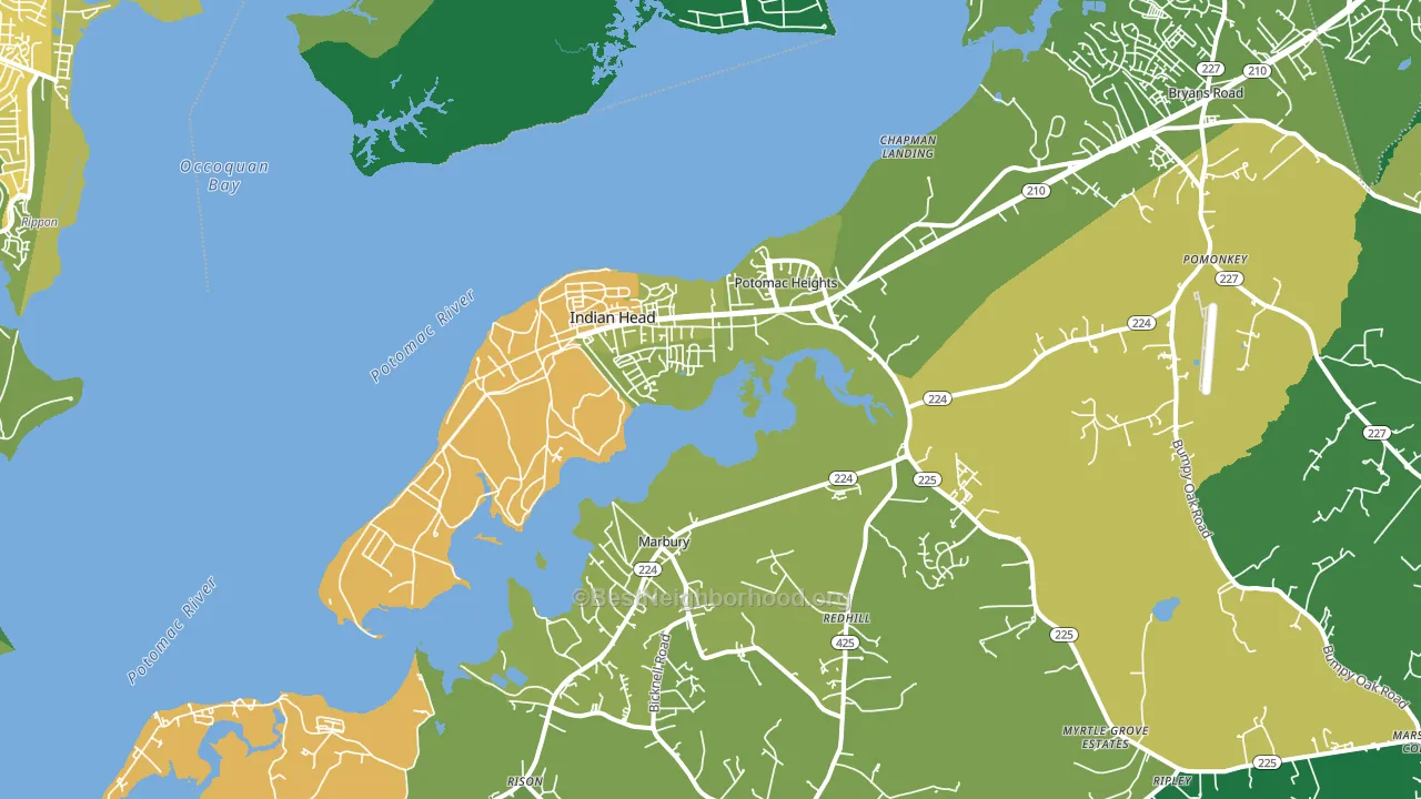 Indian Head, MD block-group voter-turnout map