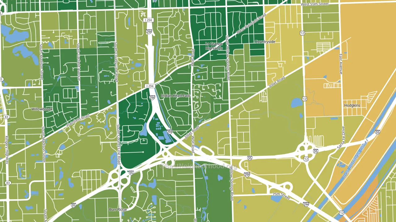 Indian Head Park, IL block-group voter-turnout map