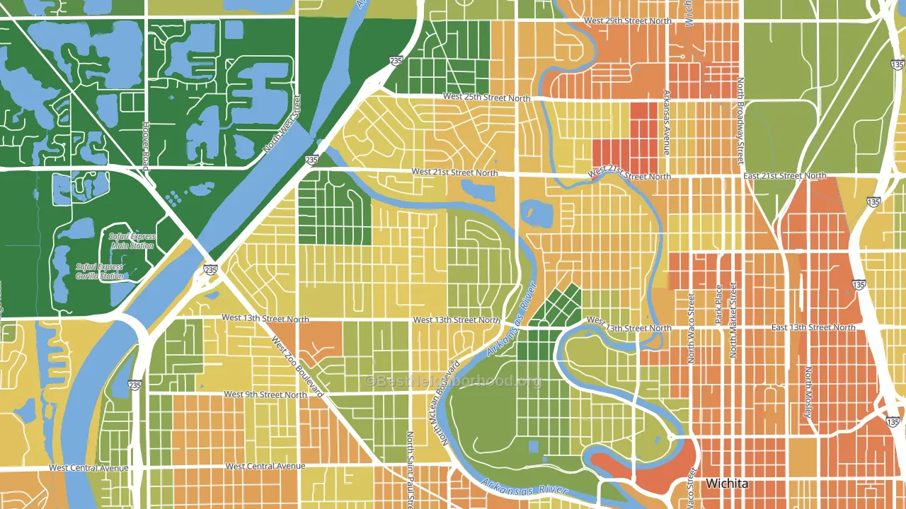 Indian Hills Riverbend, Wichita, KS block-group voter-turnout map