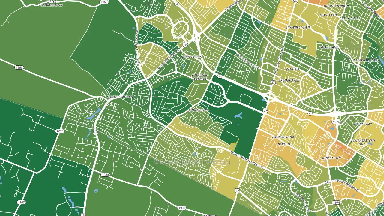 Indian Hills-Stonewall Estates-Monticello, Lexington, KY block-group voter-turnout map
