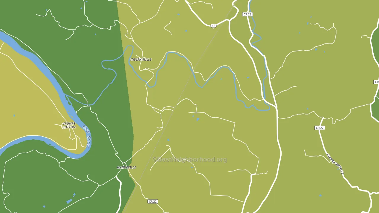 Indian Mills, WV block-group voter-turnout map