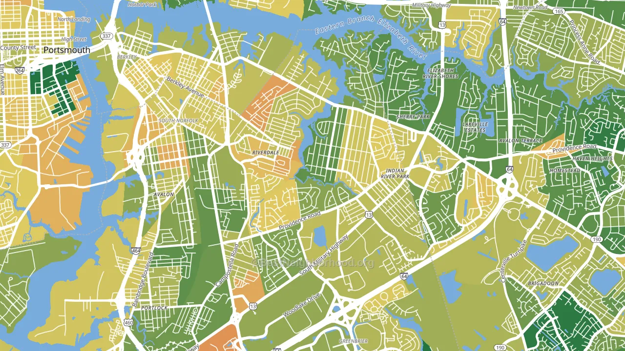 Indian River, Chesapeake, VA block-group voter-turnout map