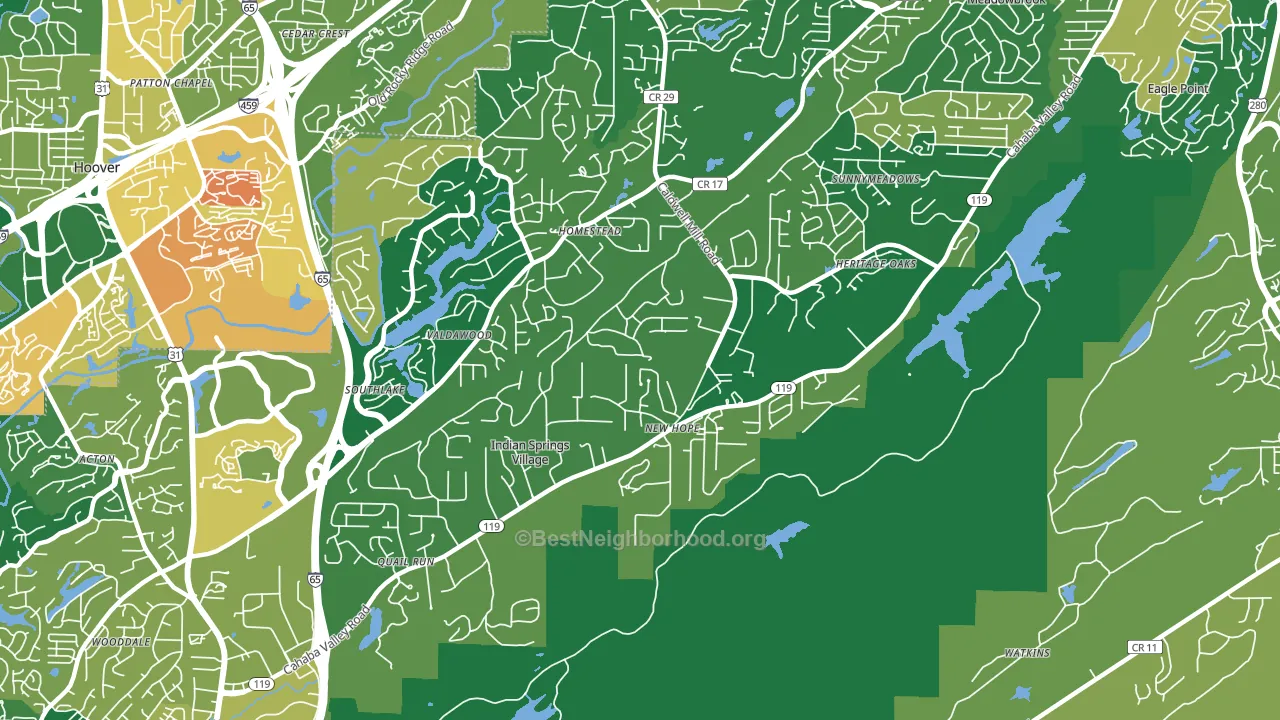 Indian Springs Village, AL block-group voter-turnout map