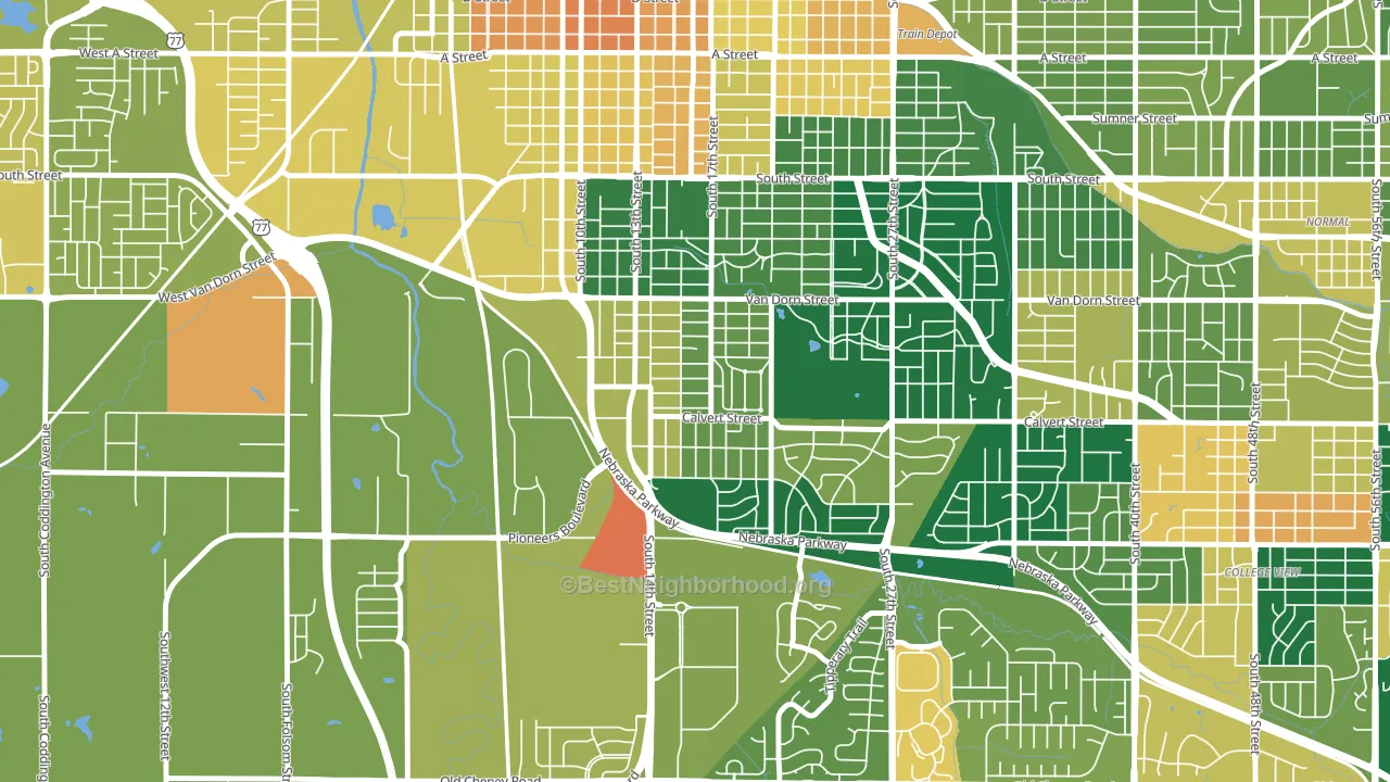 Indian Village, Lincoln, NE block-group voter-turnout map