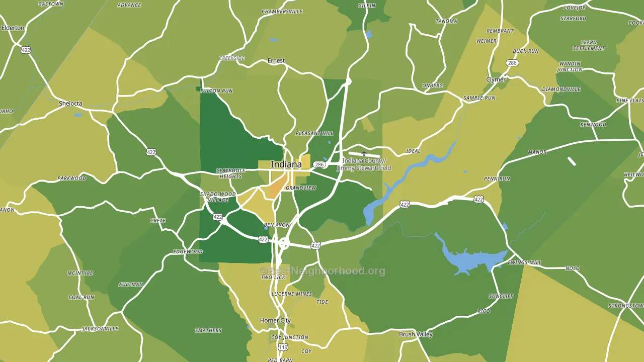Indiana County, PA block-group voter-turnout map