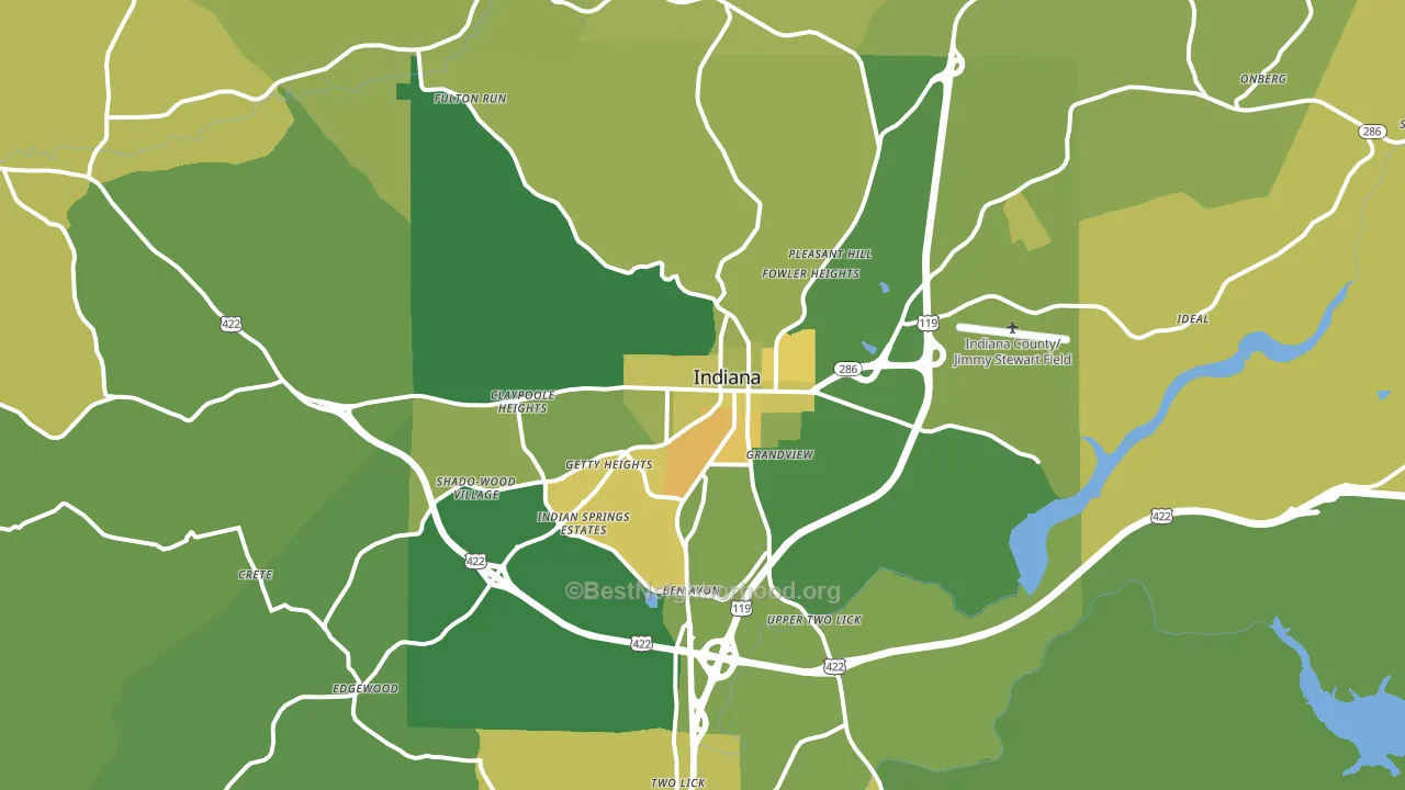 Indiana, PA block-group voter-turnout map