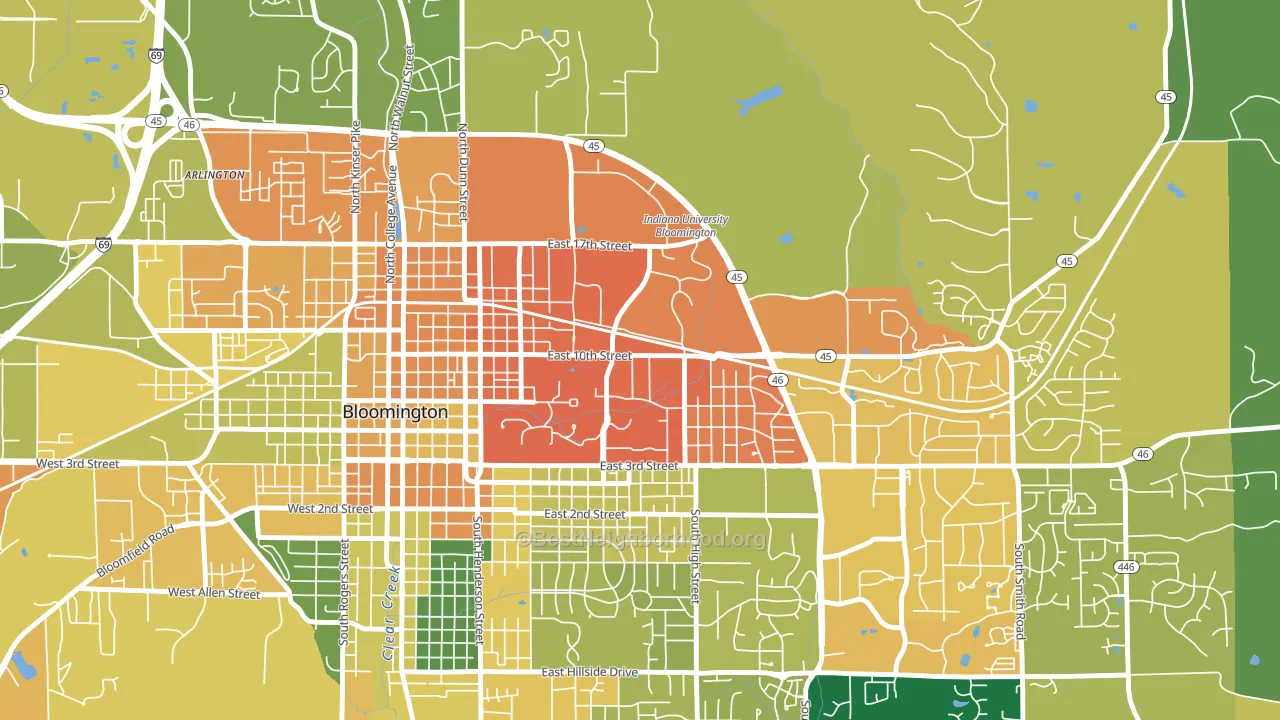 Indiana University, Bloomington, IN block-group voter-turnout map