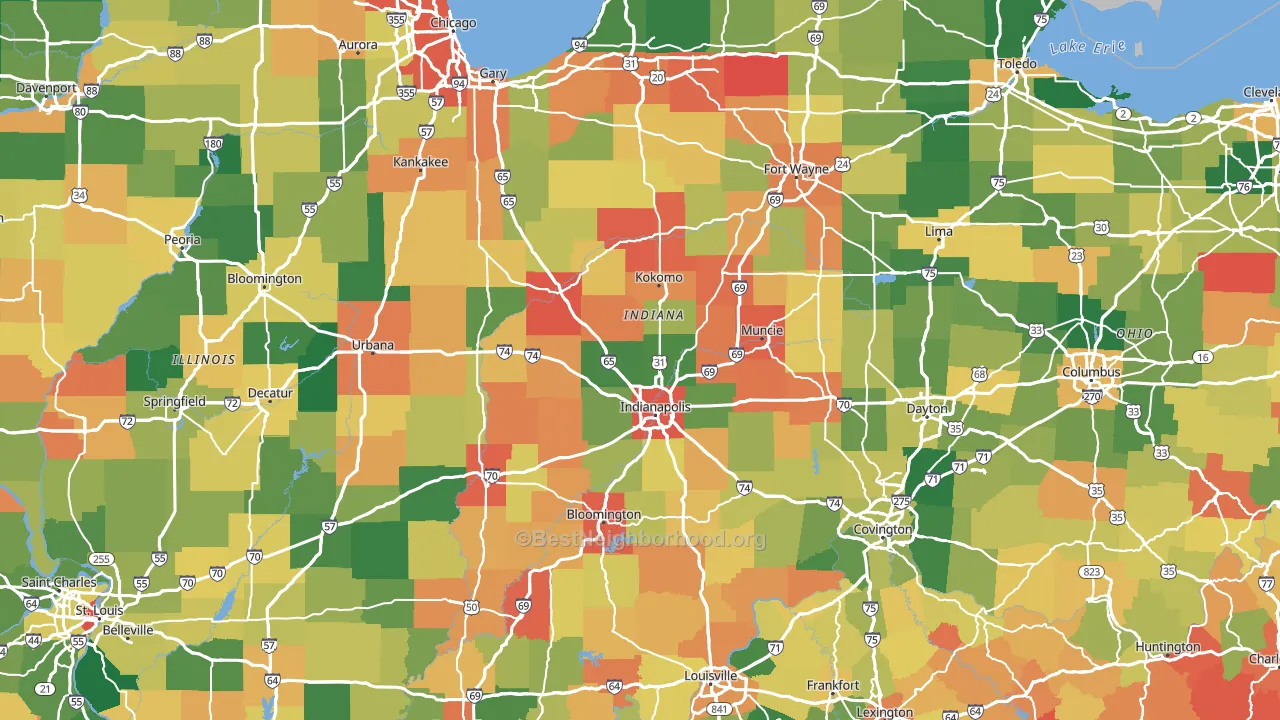 Indiana block-group voter-turnout map