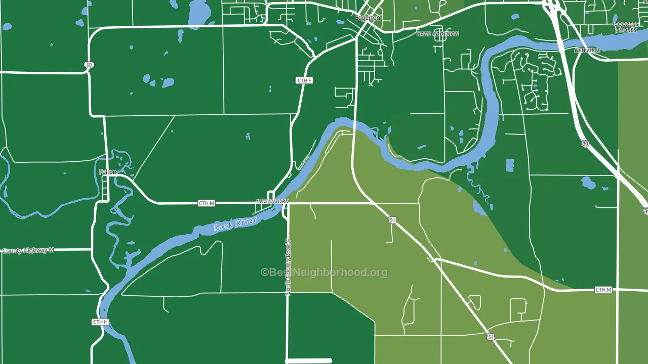 Indianford, WI block-group voter-turnout map