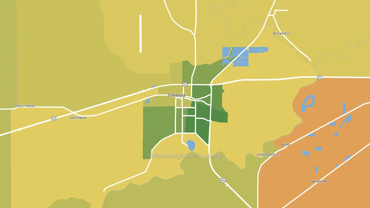 Indianola, MS block-group voter-turnout map