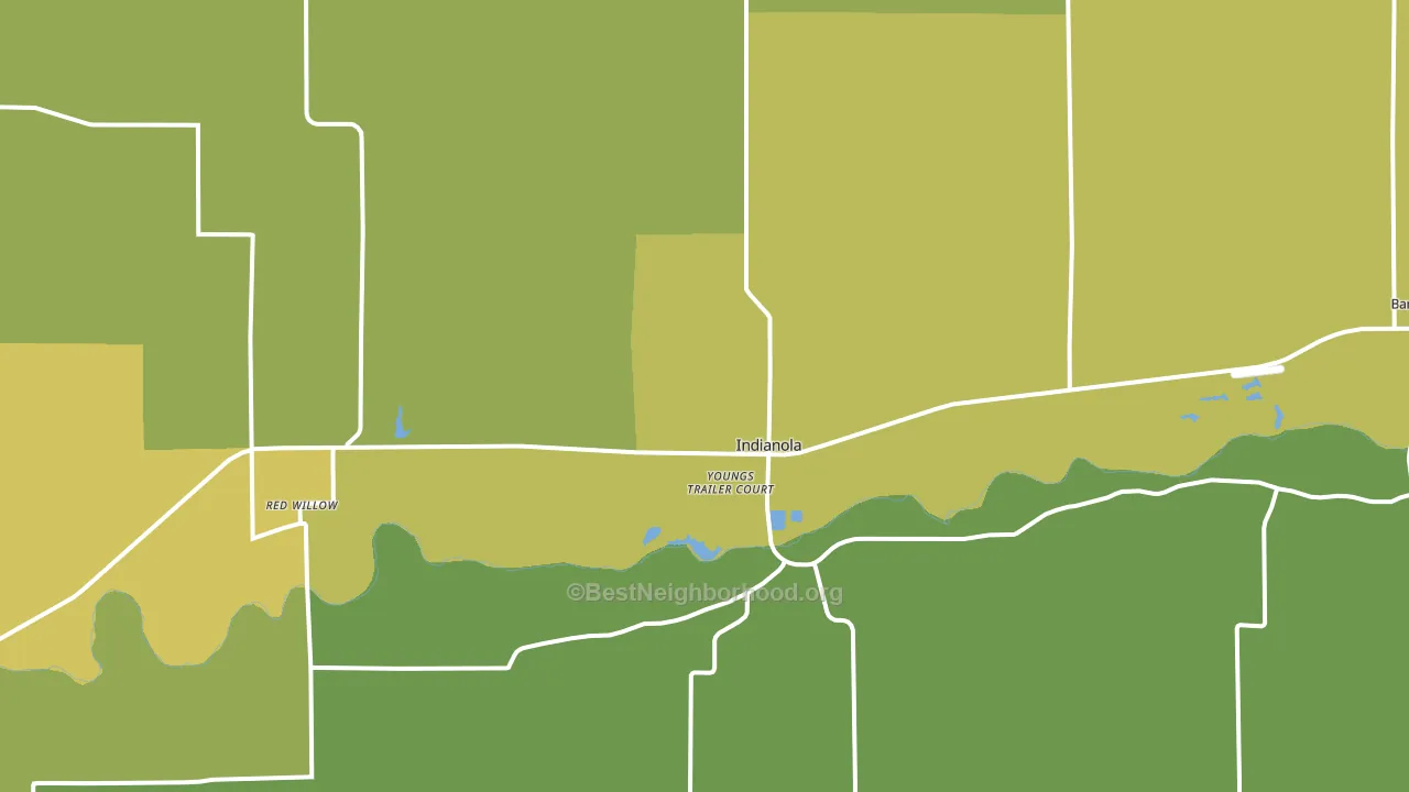 Indianola, NE block-group voter-turnout map