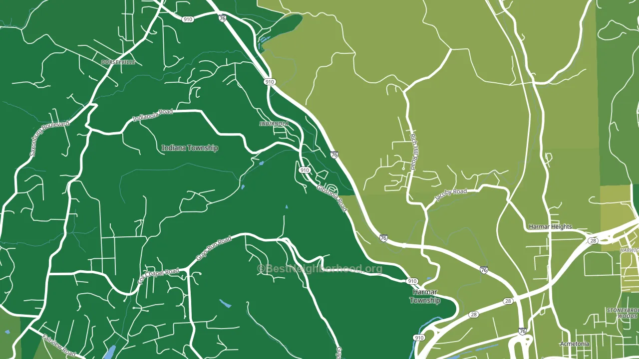 Indianola, PA block-group voter-turnout map