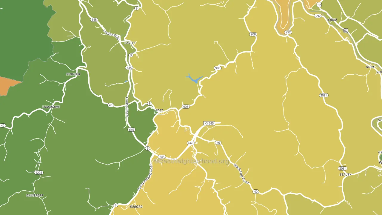 Inez, KY block-group voter-turnout map