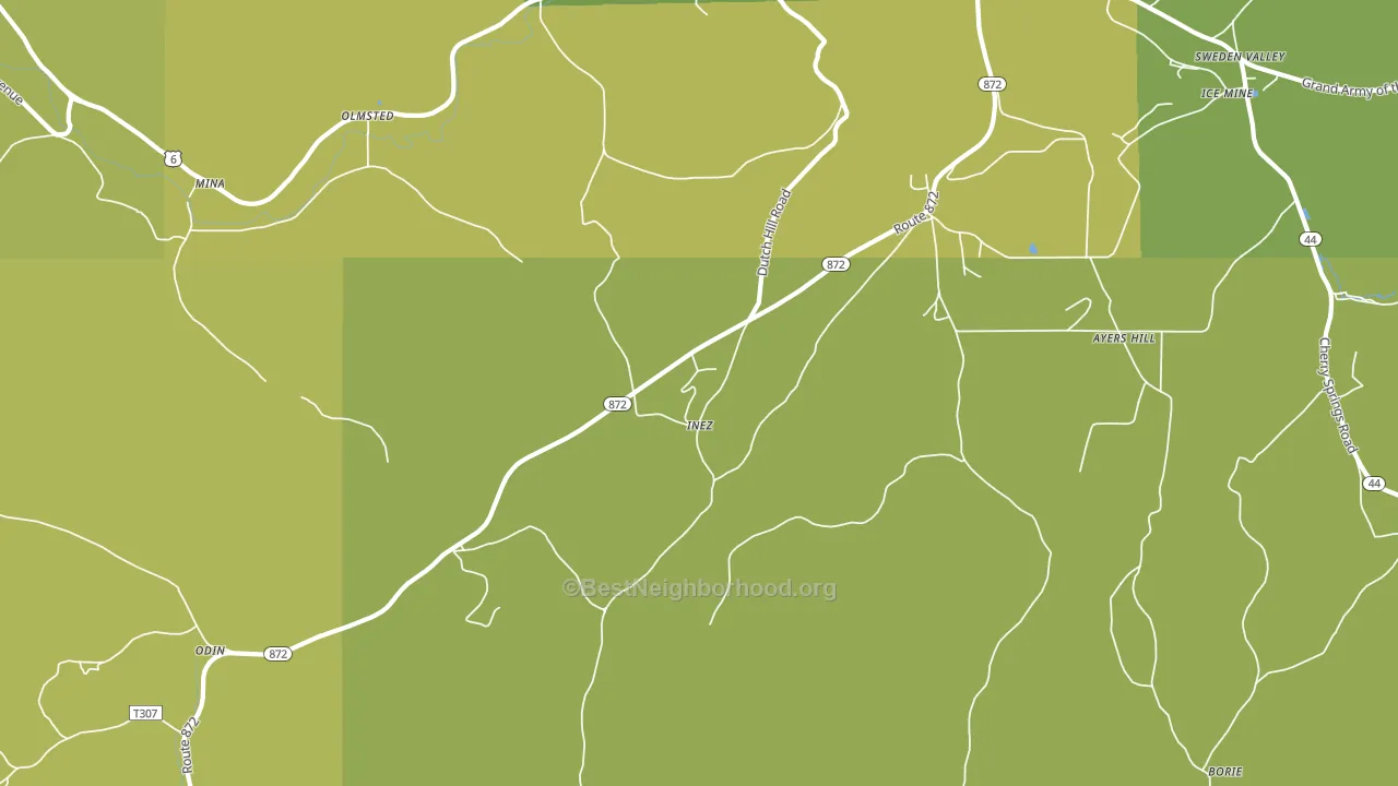 Inez, PA block-group voter-turnout map