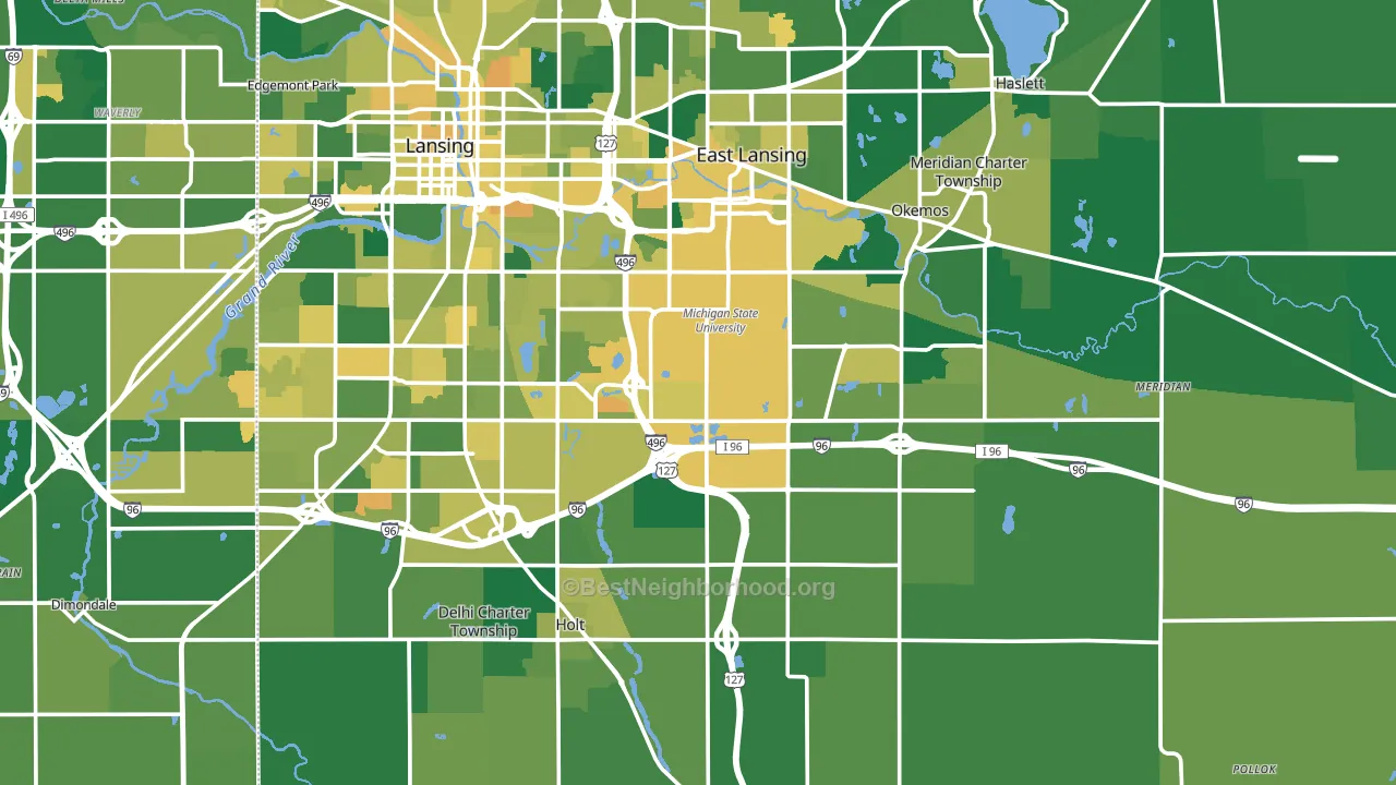 Ingham County, MI block-group voter-turnout map